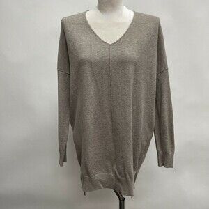 Alexander + David Women's Sweater Medium Large Khaki Beige V-Neck